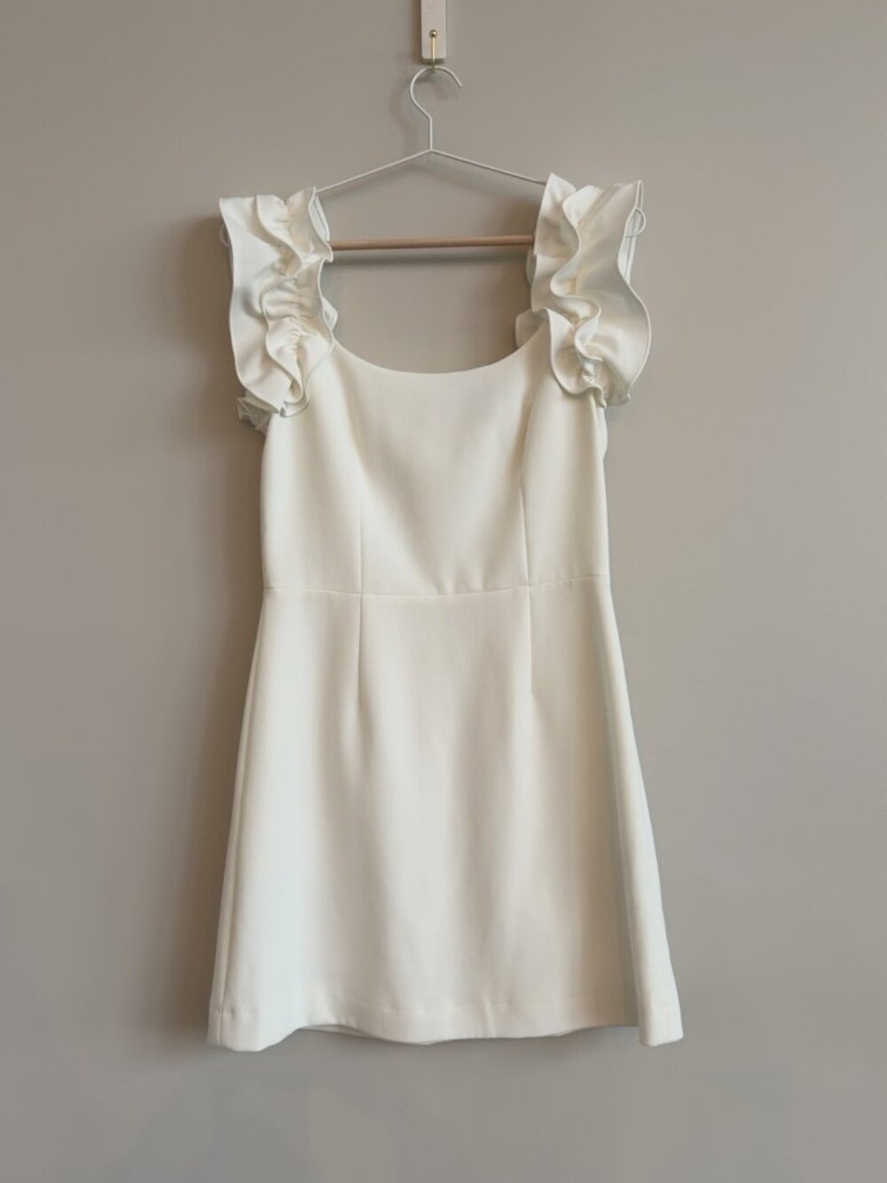 French Connection Whisper White Ruffle Mini Dress XS 4 NWOT